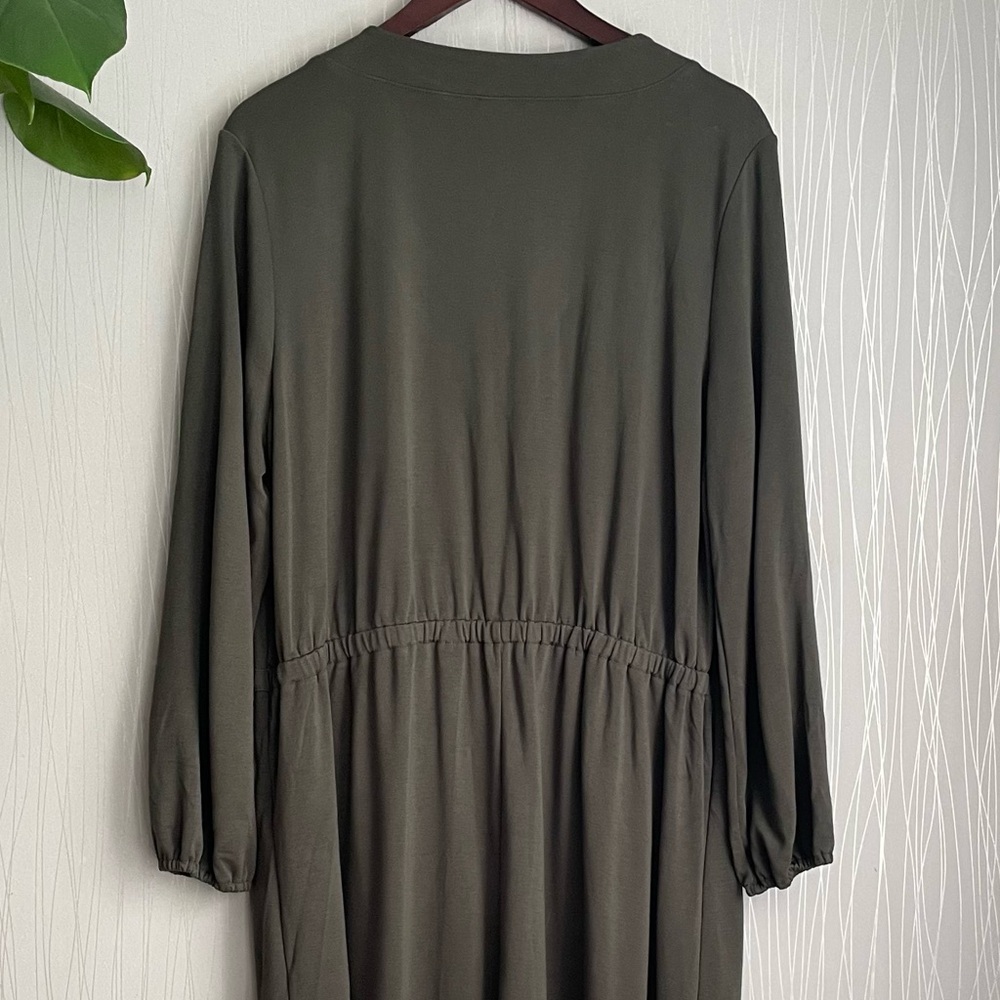 Old Navy Waist-Defined Utility Dress Women’s XL Green Midi Casual Plus Size - Picture 8 of 12